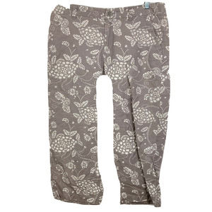 Columbia Pants Womens Sz 8 Gray Floral Print Crop Linen Cotton Pockets